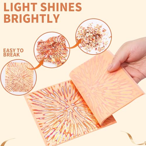 KINNO Variegated Gold Leaf Sheets 25 PCS with Blooming Patterns - color: Blooming
