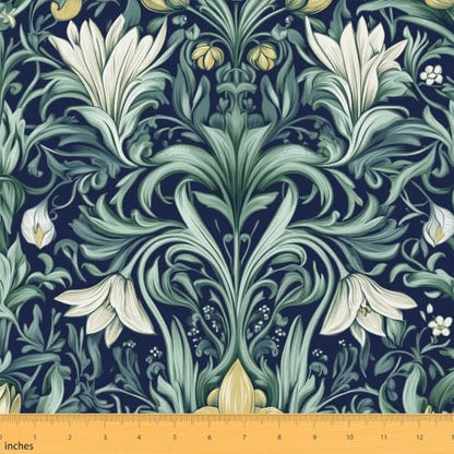 Garden Women Floral Beige Green Flowers Fabric by The Yard 2 Yards Leaves - color: Beige Green, size: 2 Yards