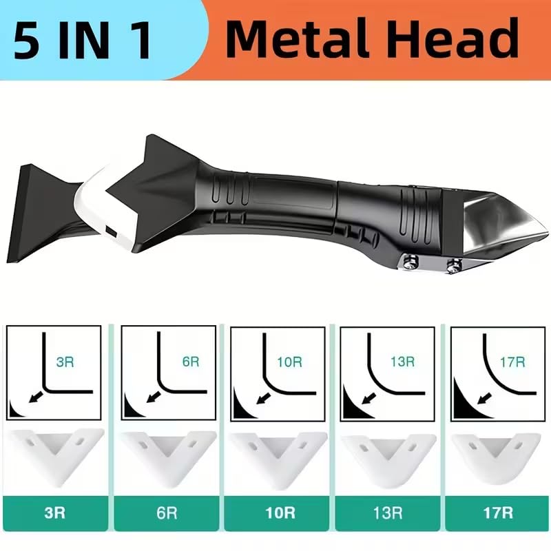 Multi-Purpose Caulking Tool Kit, Caulk Remover Grout Scraper with 5 Replaceable Silicone Tips for Kitchen Bathroom Tile Floor Window Home Improvement(9pcs/set)