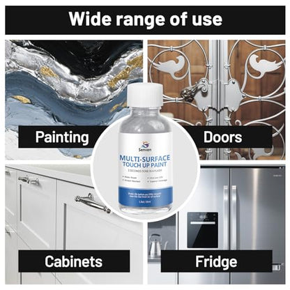 SENVEN Liquid Silver Leaf Paint High Gloss Multi Surface Rich Silver Paint for Metal, Wood, Plastic, Canvas, Appliance, Furniture Scratch Repair & Art Handcrafts 30ml/1.5oz Fast Drying Acrylic Metallic Finish