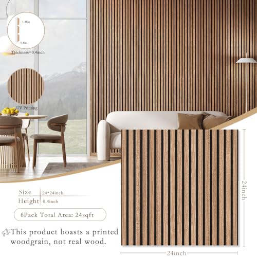 ArtVivid 6 Pack Large Acoustic Panels, Sound Proof Foam Panels for Walls - color: Natural Walnut, size: 24"×24"(6pcs)