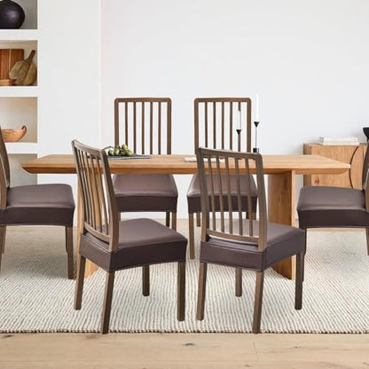 FUANGUI Dining Chair Covers Set of 4, Kitchen Chair Seat Covers - color: Pu-coffce