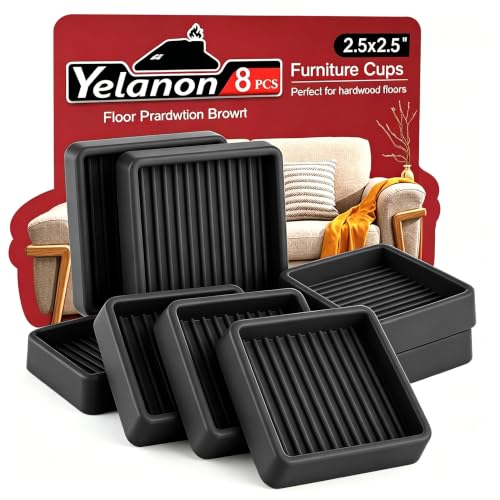 Non Slip Furniture Pads for Hardwood Floors -Yelanon 8Pcs 2.5” Coasters Cup - color: 8pcs2.5"square Black