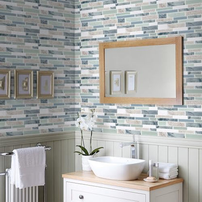 10-Sheet Peel and Stick Kitchen Backsplash Tiles - color: Pink Green