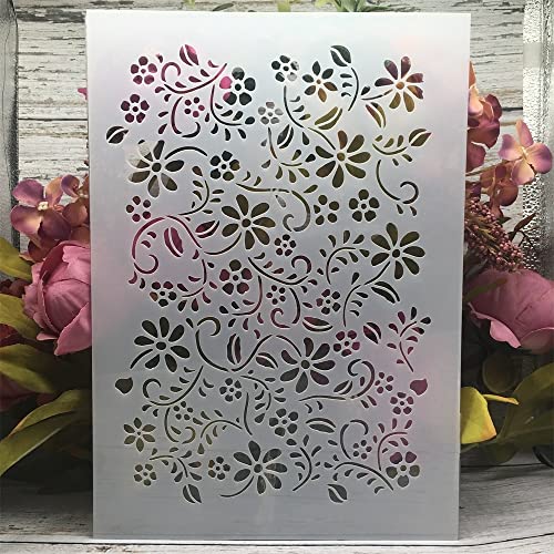 TIAMECH A4 Reusable Grass Stencil for Painting - style: Flower Grass