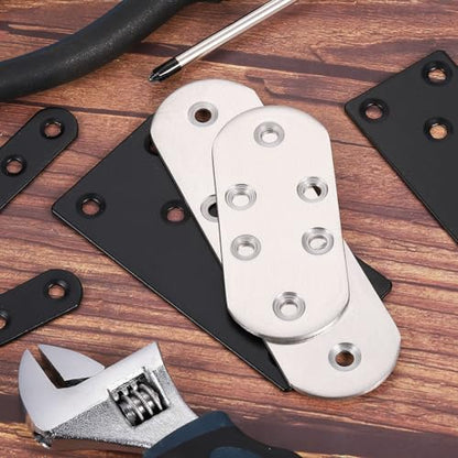 uxcell 4 Set Flat Repair Plates, 0.63 x 1.8 Inch Stainless Steel Flat Straight Brace Bracket Mending Joining Plates with Screws for Fixing Wooden Furniture Corner, Black - size: 0.63 x 1.8 Inch