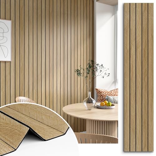 Brown 3D Wood Slat Panels for Walls Acoustic Slat Wall Paneling - color: 1.brown, size: 23.6" x 118"