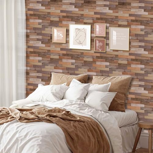 HLNIUC Wood Grain Wallpaper Self Adhesive,Brown Wood Effect Mural(44x300cm) Wooden Wall Papers Self Adhesive,Brown Oak Wooden Grain Vinyl Film Counter Top Covering Furniture Cabinets Wardrobe - color: Wood Wallpaper 4