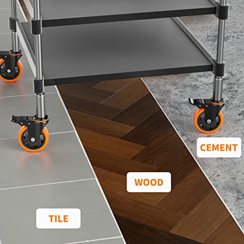 3 Inch Caster Wheels 1/2"-13x1 Threaded Stem Casters Set of 4 Heavy Duty - color: Orange, size: 3in(1/2"-13)