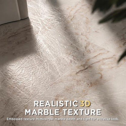 Marble Grain 12x12 Peel and Stick Floor Tile, Creamstone Marble, 10 PCS - color: Creamstone Marble