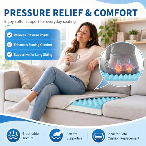 High Density Upholstery Foam (72"x24"x2") Seat Cushion Replacement Foam, 0.8 Inch Egg Crate Memory Pad for Pressure Relief and Comfort, Cuttable Sofa Sag Support Chair Repair Material DIY Projects - size: 72"x24"x2"