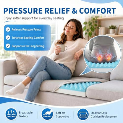 High Density Upholstery Foam (72"x24"x2") Seat Cushion Replacement Foam, 0.8 Inch Egg Crate Memory Pad for Pressure Relief and Comfort, Cuttable Sofa Sag Support Chair Repair Material DIY Projects - size: 72"x24"x2"