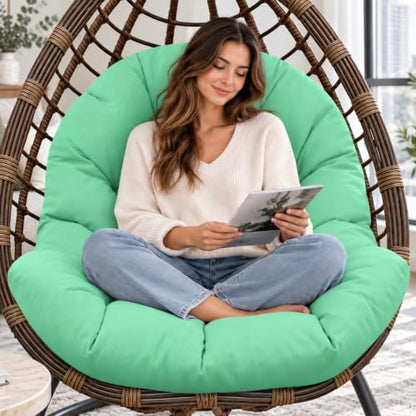 Egg Chair Cushion Replacement, Waterproof Outdoor Hanging Egg Chair Cushion Hammock Swing Chairs Cushions Pads, U-Shaped Thickened Cushions for Hanging Eggs Chairs, 47x33x7 Inches (Cyan) - color: Cyan