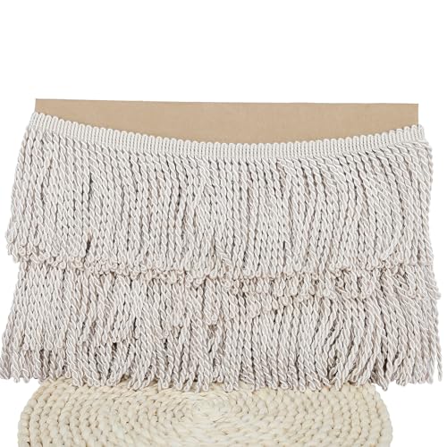 5 Yard Curtain Bullion Fringe Trim-Rayon Tassel Embellishments - color: light beige