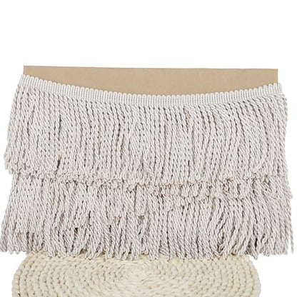 5 Yard Curtain Bullion Fringe Trim-Rayon Tassel Embellishments - color: light beige