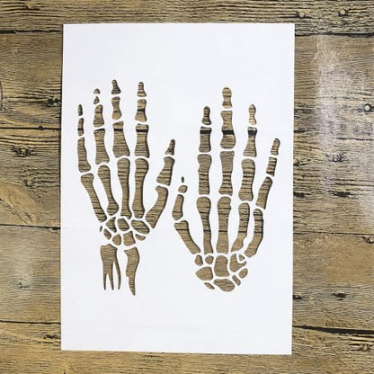 TIAMECH A4 Reusable Bone Skeleton Hands Stencil for Painting - color: Bone Skeleton Hands