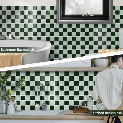 10 Sheets Upgraded Thicker Design Tile Peel and Stick Backsplash - color: Green