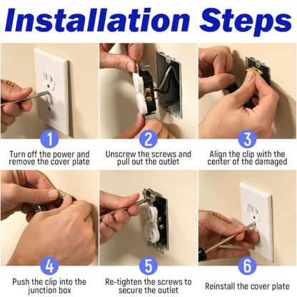 8 PACK Electrical Box Repair Clips, Provide New Threaded Mounting Points