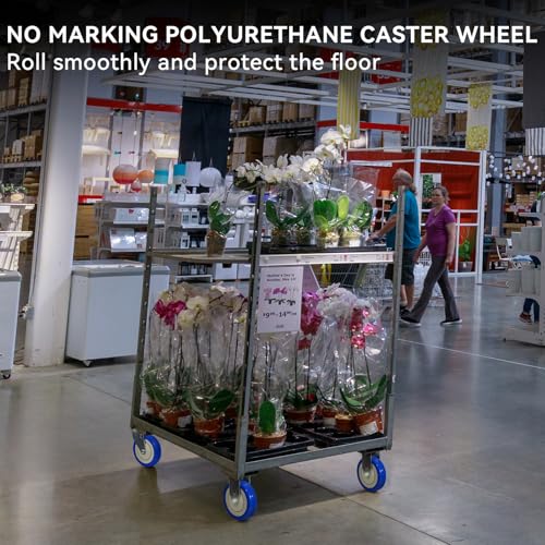 5" Wheels for Cart, 3/8" Axle Polyurethane Shopping Cart Wheels Replacement Casters (4 Wheel, Blue) - style: Blue(3/8'' Bore)