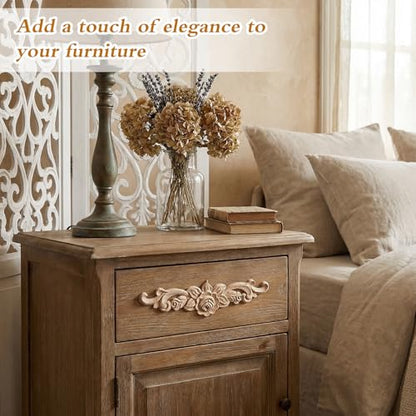 4 Pcs Wood Appliques, Wooden Applique (7.9 x 1.9 Inch)