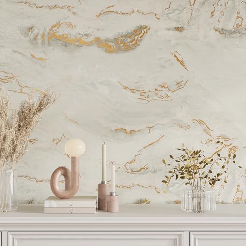 VEELIKE 118''x32'' Wide Matte Gold Beige Marble Contact Paper for Countertops Waterproof Marble Wallpaper Peel and Stick Countertops for Kitchen Bathroom Removable Self Adhesive Countertop Covering - size: 32" x 118"