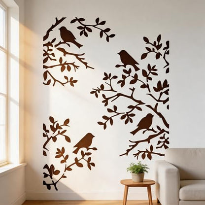 TIAMECH A4 Reusable Tree Birds on Branch Stencil for Painting - style: Tree Birds on Branch