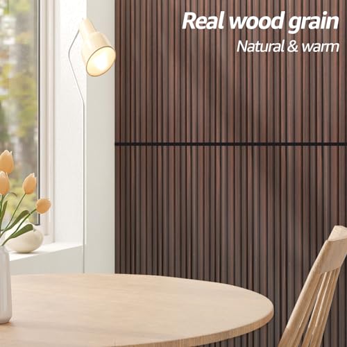 Art3d 48 x 6 in WPC Wood Slat Wall Panels, 3D Wall Accents, 16-Pack, Walnut - color: Walnut, size: 48" * 6"