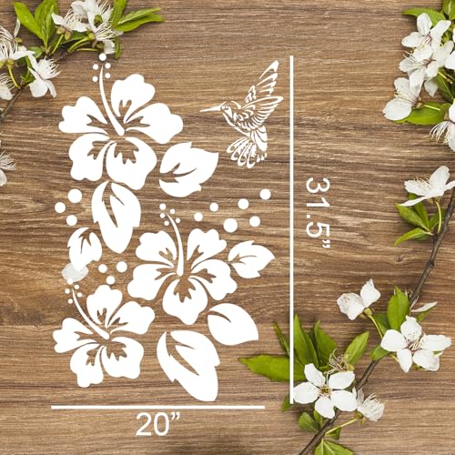 Large Flower Stencils for Wood Fence Hibiscus Stencil for Painting Walls - style: Hibiscus