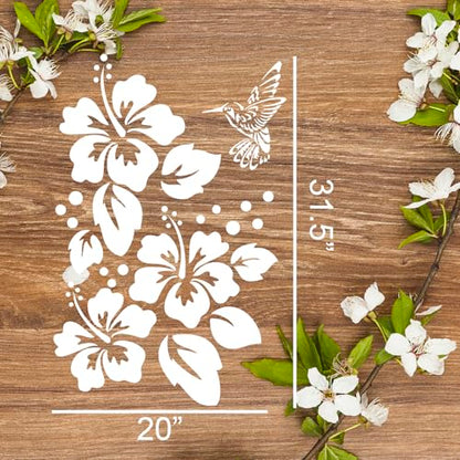 Large Flower Stencils for Wood Fence Hibiscus Stencil for Painting Walls - style: Hibiscus