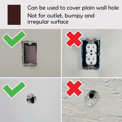 Rubber Bond Self-Adhesive Rubber Wall Outlet Cover Plate 5 Pack - Easy to Apply Peel & Stick Drywall Hole Patch - 5x3 Inch Screwless Blank Wall Plate Cover - Premium Hole Cover (Dark Brown, 5x3 Inch) - color: Dark Brown, size: 5x3 Inch Rectangular