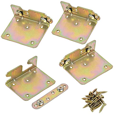 Bed Rail Brackets Bed Frame Hardware 4 Sets - color: Yellow