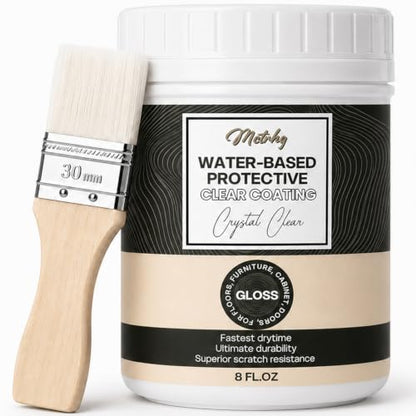 Water Based Polyurethane Clear Coat for Wood, High Gloss Varnish & Sealer - style: Water-Based Gloss