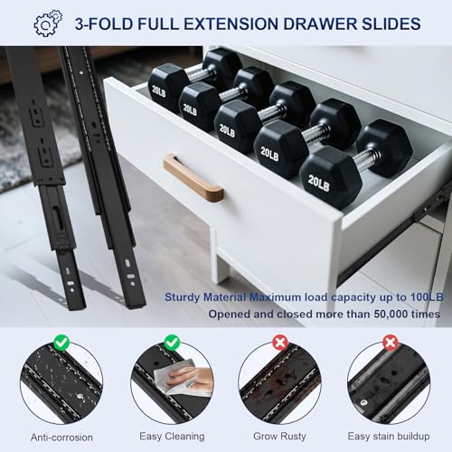 Probrico 1 Pair 22 Inch Soft Close Drawer Slides, Ball Bearing Full Extension Dresser Slides, Side Mount Heavy Duty Black Drawer Slides Glides - size: 22 Inch