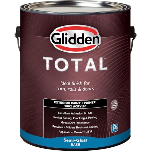 Glidden Total Exterior Paint & Primer All-in-One, Paid in Full/Green, Semi-Gloss, 1 Gallon - color: Paid in Full, size: 128 Fl Oz (Pack of 1)