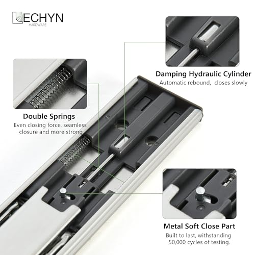 10 Pair Soft Close Drawer Slides 18 Inch, Heavy Duty 3 Fold Full Extension Ball Bearing Self Closing Drawer Rails Side Mount for Kitchen Cabinet Drawer, Dresser, 100 LB Capacity - size: 18 Inch (450mm), style: 10 Pair