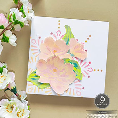Alinacutle 5pc Peony Flower Layering Stencils & 1set Frame Dies Set Plastic Stencil with Frames Metal Cutting Die Cut for DIY Art Craft Paper Craft Scrapbooking Handmade Card Making Art Cuts - color: Layered Flowers