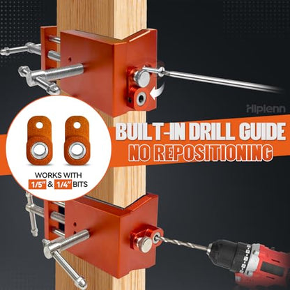 Cabinet Clamps, 2 Pack Cabinet Clamps for Installing Cabinets, Aluminum Cabinet Installation Tools with Integrated Drill Guide & EVA Pads, Adjustable 2.24"-4.41" for Cabinetry Woodworking