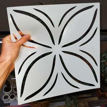 2 Pcs 12" x 12" Tile Stencil Painting Stencil for Walls and Floors - Reusable - Stencils for Painting - Stencil for Home Decor (Leaf Lattice) - style: Leaf Lattice