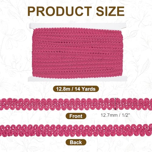 MECCANIXITY Gimp Braid Trim 1/2" x 14 Yards Polyester, Rose Red - color: Rose Red