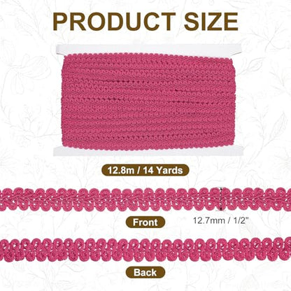 MECCANIXITY Gimp Braid Trim 1/2" x 14 Yards Polyester, Rose Red - color: Rose Red