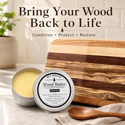 Wood Butter Cutting Board Wax, Food Grade Mineral Oil and Beeswax Conditioner for Butcher Blocks, Wooden Utensils and Serving Boards, Handmade in USA (8 FL OZ) - size: 8 Fl Oz