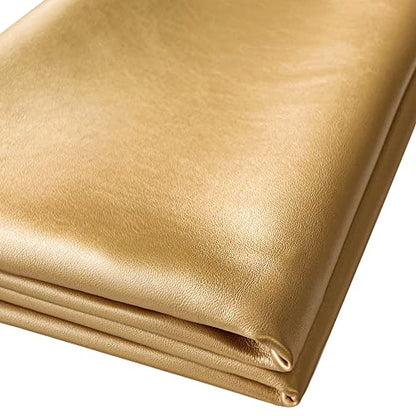 Faux Leather Fabric 1 Yard 54" x 36" Soft Solid Color Crafts Material 0.9mm Thick Perfect for Upholstery Covers, Bags, Leather Clothing and Accessories (Gold) - color: Gold