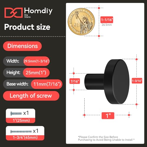 homdiy 25 Pack Black Cabinet Knobs Closet Knobs - color: Black