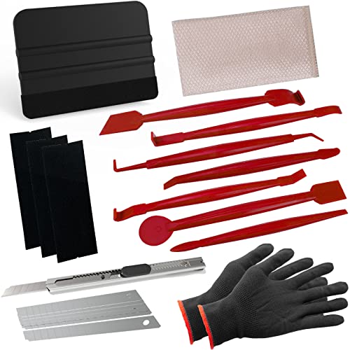 Spanno Vinyl Wrap Tool Kit for Cars, Window Tint Tools Includes Squeegees - color: red