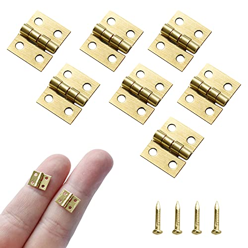 100Pcs Mini Brass Hinges 180° 10x8mm Hardware for Jewelry Box - color: Gold