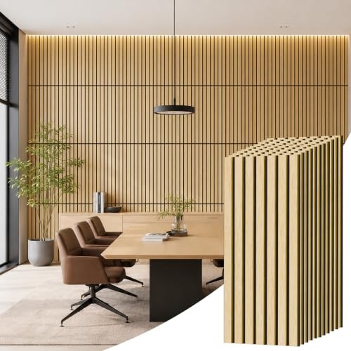 PIWA Acoustic Wood Slat Wall Panels, 20 Pack 23.6"x11.8" Oak - color: Oak, size: 24x12" 20pcs