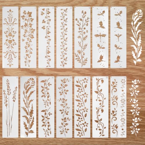 12 Pack Stencils for Crafts Reusable, Border Stencils