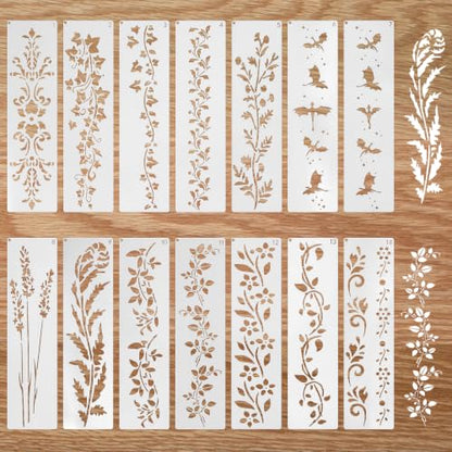 12 Pack Stencils for Crafts Reusable, Border Stencils
