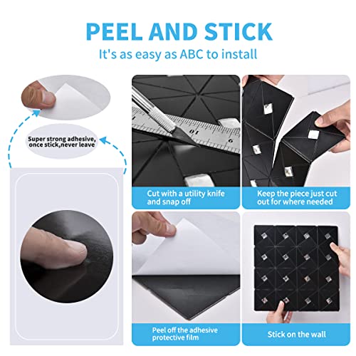 Art3d Peel & Stick Backsplash， Metal Mosaic Tiles, 10 pcs, Black Windmill - color: Black, size: 12x12 Inch