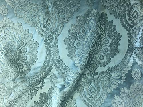 57" Wide Emerald Green Drapery Upholstery Damask Chenille Fabric Sold by The Yard